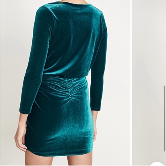 MISA Ophelie Velvet Wrap Tie Mini Dress in Teal Sz XS - Picture 2 of 5